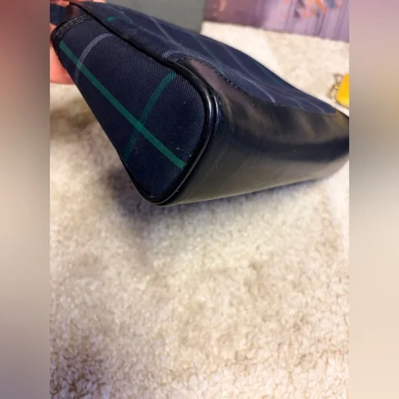Burberrys Navy and Green Check Toiletry Bag